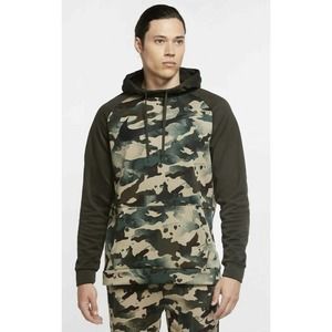 Nike Mens Therma Camo Print Hoodie Green Sz Small CU8241-355